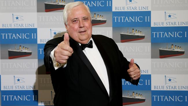 Clive Palmer in Cairns for the Titanic II dinner at the Pullman Cairns International. PICTURE: STEWART MCLEAN