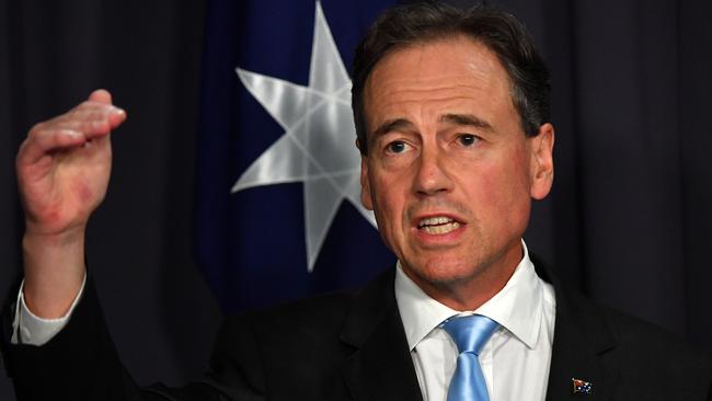 Minister for Health Greg Hunt during a press conference. Picture: Getty Images.