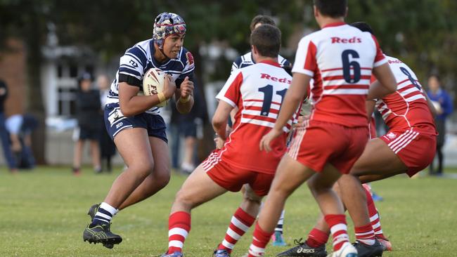 Xavier Va'a of St Mary's College as they host Palm Beach Currumbin SHS in Allan Langer Trophy schoolboys rugby league at St Mary's College oval, Wednesday, May 15, 2019.