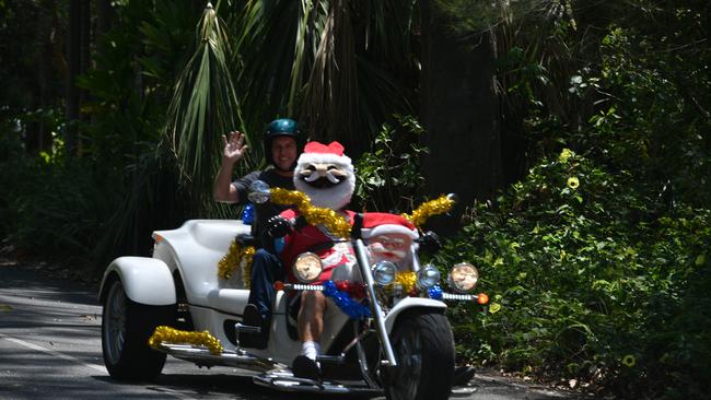 Bikes riding through the Tondoon Botanic Gardens as part of the Ulysses Club annual Toy Run on December 7.