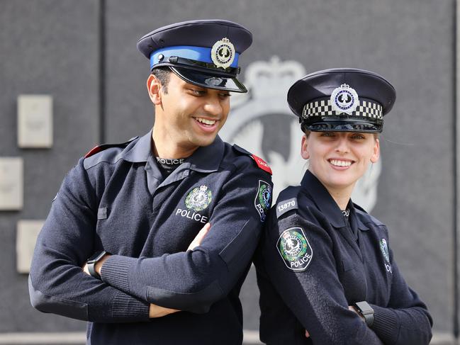 Police Cadet Ali Khan and Probationary Policewomen Emily King. Picture: David Mariuz