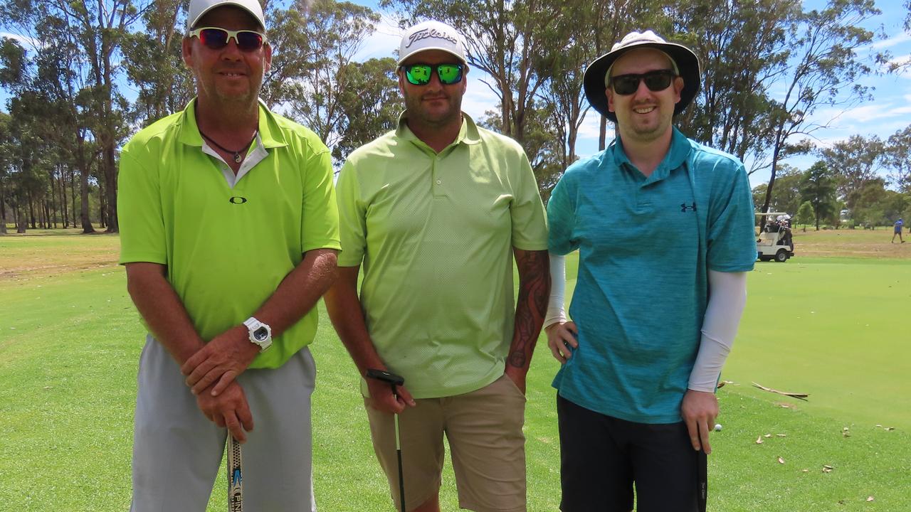 Grant Green, Clint Charlton and Josh Pollock at Brooksy’s Memorial Golf Day.