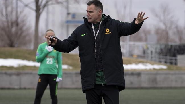 Milicic trains the Matildas in a frosty Denver. Image: Tristan Furney (FFA)