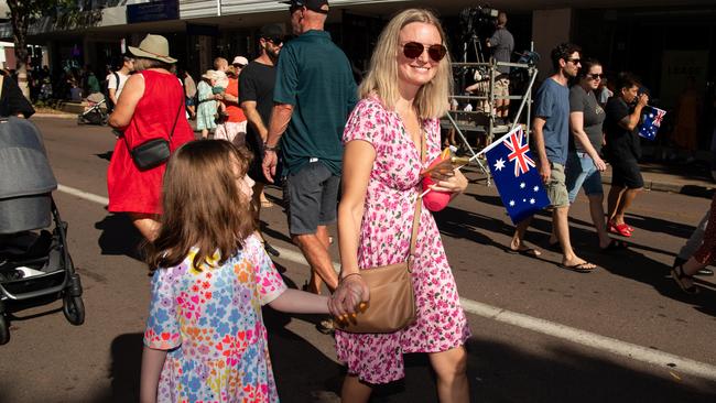 The Anzac Day march through Knuckey Street in Darwin. Picture: Pema Tamang Pakhrin