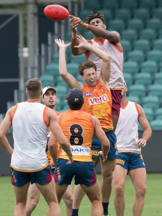 Archie Smith training with Brisbane. Picture: Grant Wells