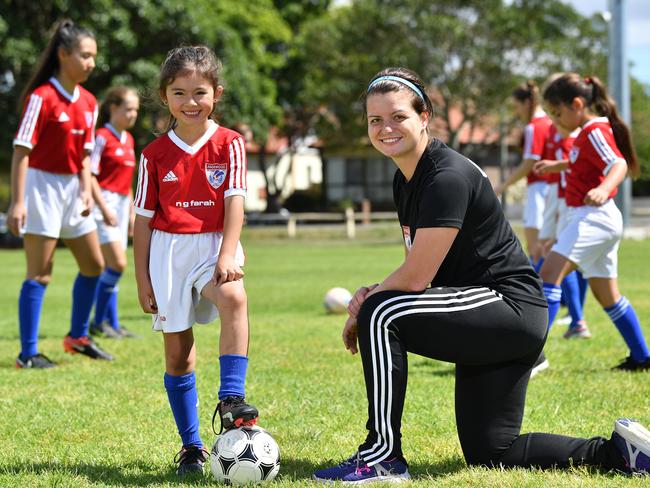 Pagewood Botany Football Club’s Erin Jones and coach Julia Chernoukha. Picture: Joel Carrett)