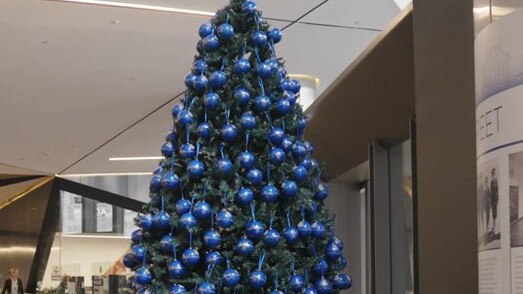 Victoria Police have put up a Christmas tree with a bauble for each life lost on the state's roads for 2023. Picture: Supplied