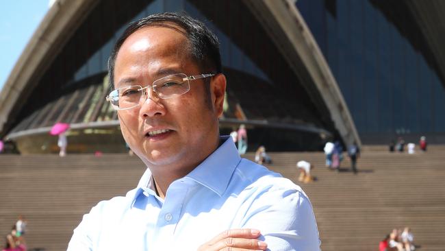 Yuhu chairman Huang Xiangmo at the Sydney Opera House. Picture: Renee Nowytarger