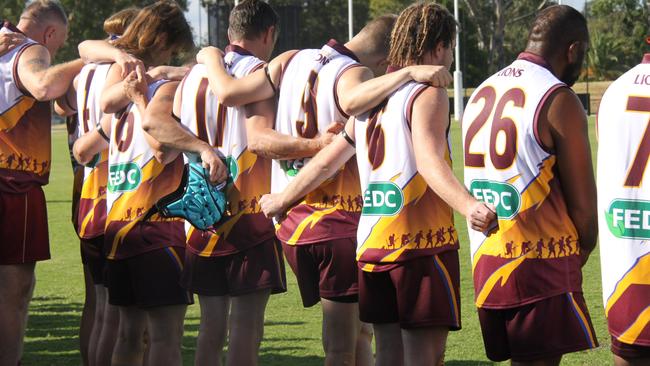 ANZAC DAY RESPECT: The Lions worse commemorative jerseys for the inaugural game of the Casino vs Lismore ANZAC DAY Shield and their first game in the AFL North Coast League. Photo: Alison Paterson