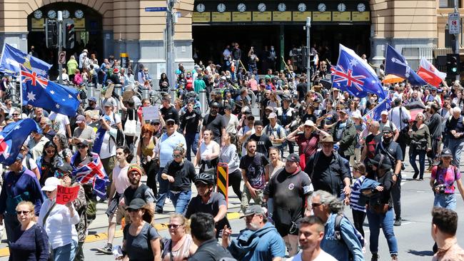 Protestors marching the streets of Melbourne on the weekend.