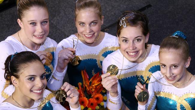 Monette Russo, Naomi Russell, Hollie Dykes, Chloe Sims and Ashleigh Brennan with their medals.