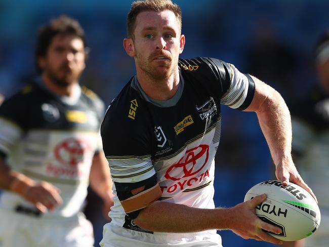 GOLD COAST, AUSTRALIA - AUGUST 09: Michael Morgan of the Cowboys  runs with the ball during the round 13 NRL match between the Gold Coast Titans and the North Queensland Cowboys at Cbus Super Stadium on August 09, 2020 in Gold Coast, Australia. (Photo by Chris Hyde/Getty Images)