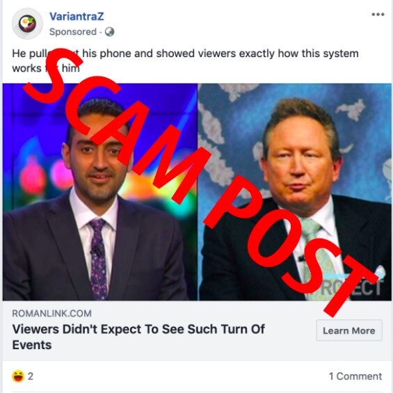 Scammers faked endorsements from celebrities like Waleed Aly and Andrew Forrest. Alice’s brother fell for the scam, after seeing David Koch supposedly supporting Tower Bridge.