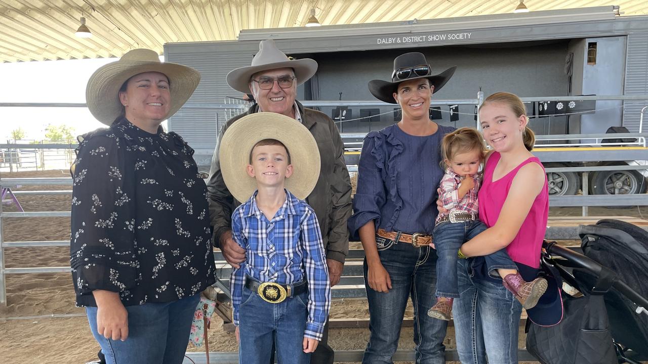 Kim, Roscoe, Mac, Corena, Abbie and Laney at the Dalby Show 2022 Picture: Emily Devon