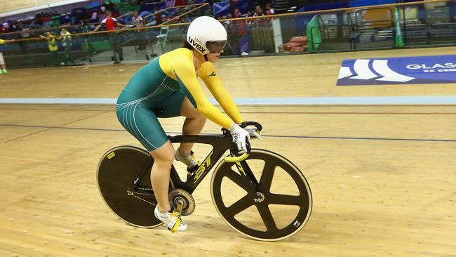 Anna Meaes tests out the track in Glasgow.