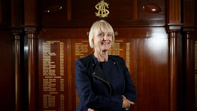 26/3/15 - June Roache, first woman on commission in SA football at Adelaide OvalPicture Simon Cross