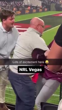 Manly fan punched in the face at Allegiant Stadium