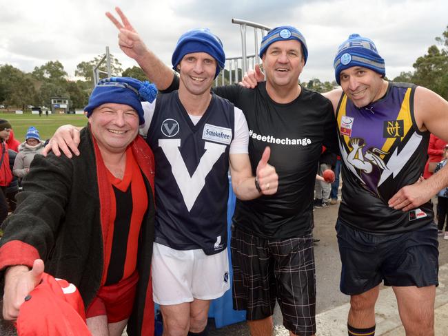 Matt Breen, Phil Murton, Stuart Greig, and Mark Etherington took part in an ice dunking as part of the Freeze the Boss fundraiser for MND (Neale Daniher's son plays for Blackburn). The event took place during halftime at the EFL Division 1 game between Norwood and Blackburn at Mullum Reserve, Ringwood.