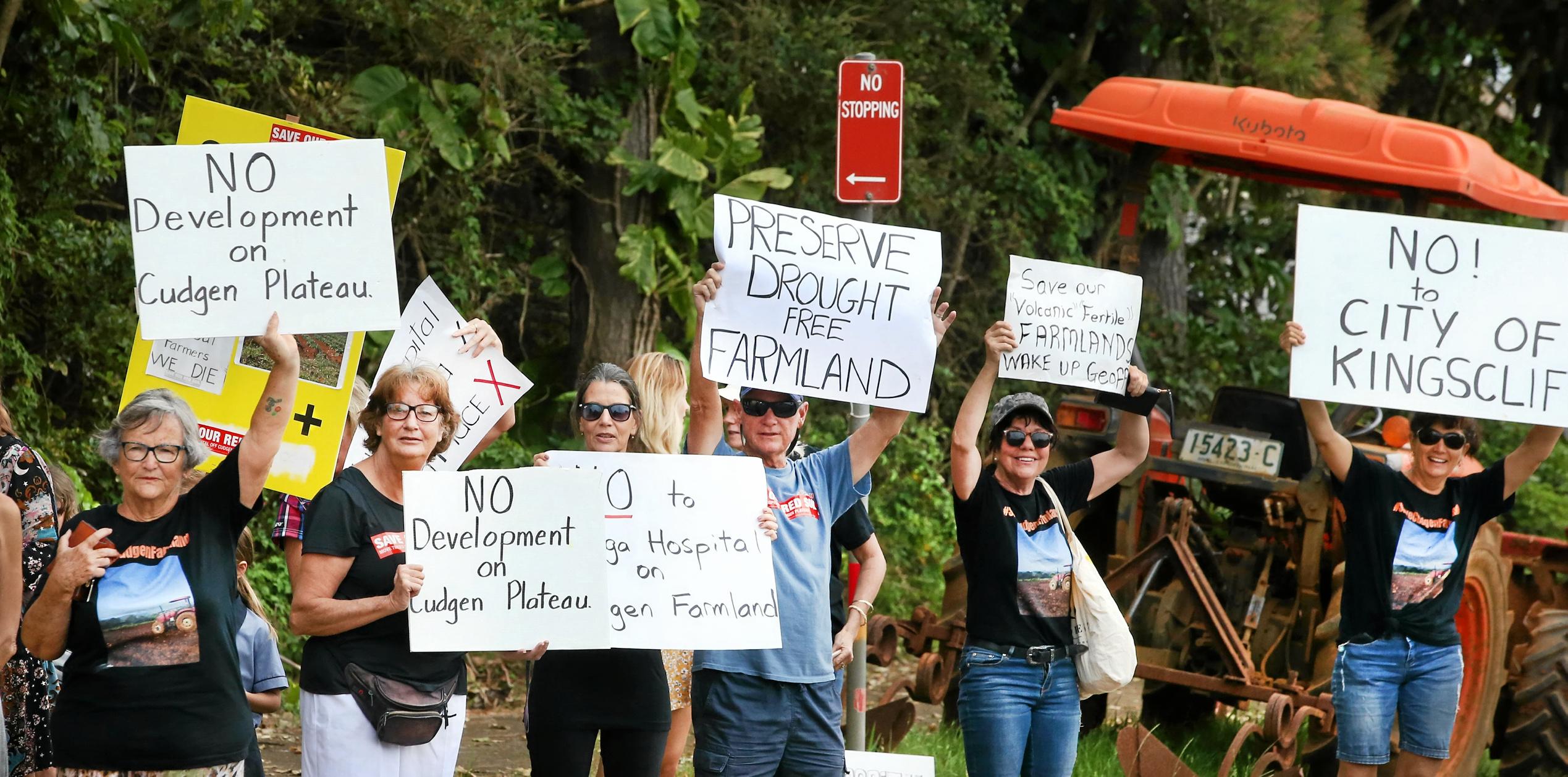 protest outside the site of the new Tweed Valley Hospital at Cudgen. Photo Scott Powick. Picture: Scott Powick