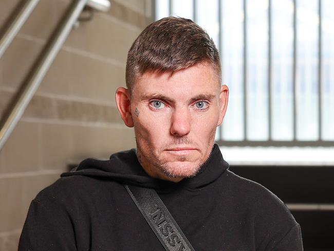 SYDNEY, AUSTRALIA - Sydney Telegraph.  Dean Taylor is currently going through the Connections Program of Justice Health after being release from Goulburn Correctional Centre where he was housed for a few months. He is pictured with case worker Eleni Psillak. December 18, 2024: Picture:ÃDylan Coker