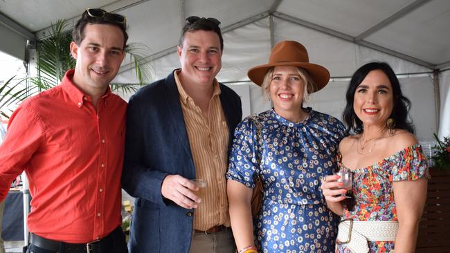 Robert, Chris, Talitha and Meg at the Rockhampton Jaguar Land Rover Pop-Up Polo on June 3, 2023. Picture: Aden Stokes