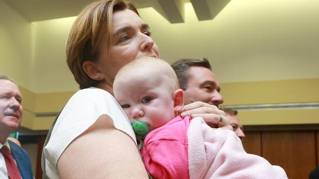 Macalister MP Melissa McMahon with baby Mackenzie at Parliament in 2017. File picture