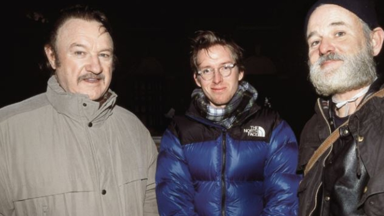 Gene Hackman, Wes Anderson and Bill Murray on the set of The Royal Tenenbaums. Picture: Supplied