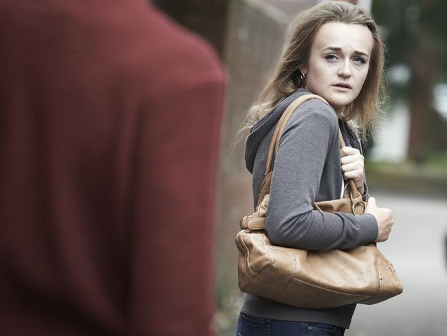 Teenage Girl Feeling Intimidated As She Walks Home