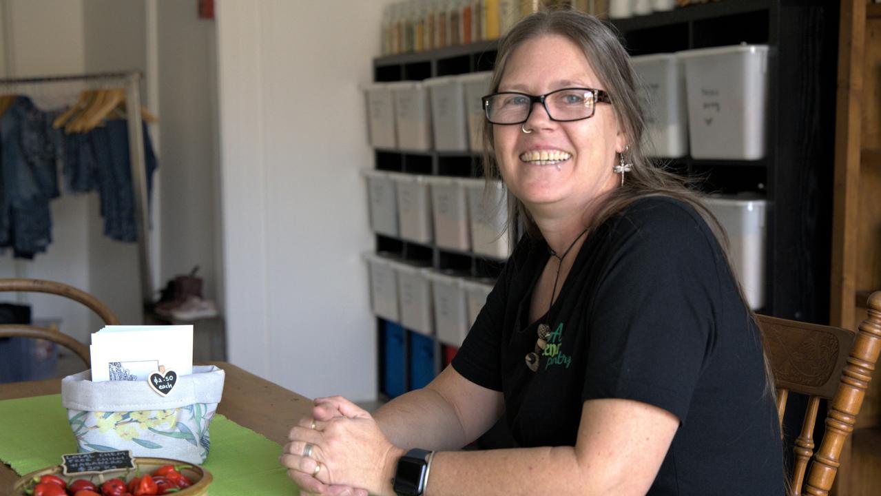 Bailey is the small business owner of A Greener Pantry, a new store on Mellor St which seeks to reduce plastic waste and food waste. Customers are encouraged to bring their own containers and only buy what they need. Picture: Christine Schindler