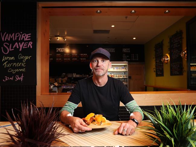 Adam Bourke of Pulp Friction with the Vampire Slayer consisting of lemon, ginger, turmeric, cayenne. Picture: NIKKI DAVIS-JONES