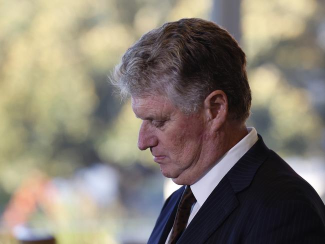ATC chairman Peter McGauran holding a press conference after members voted no to the sale of Rosehill Racecourse. Picture: Jonathan Ng