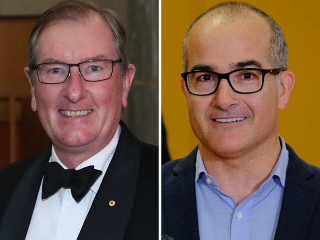 Former Liberal director Brian Loughnane, left, and former Victorian deputy premier James Merlino.