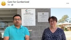 Cumberland Labor councillors Suman Saha and Lisa Lake’s video was shared on the Care for Cumberland Facebook page. Both deny involvement with the page.