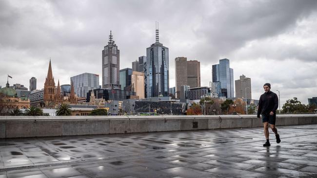 Melbourne’s streets empty again for a week-long snap lockdown. Picture: Jake Nowakowski