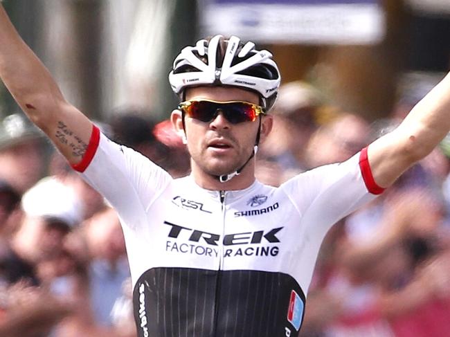 Australian Road Cycling Championships in Buninyong. Jack Bobridge celebrates after he soloed to victory in todays roadrace. Pic: Michael Klein. Sunday, January 10, 2016.