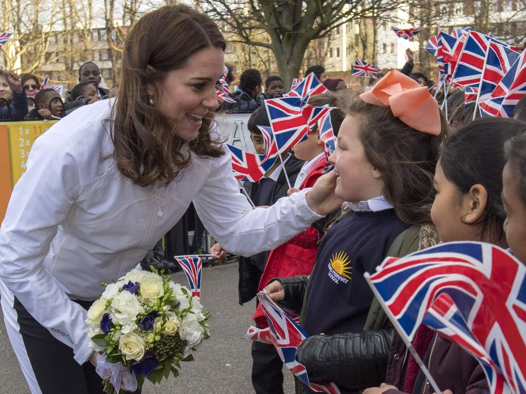 Britain’s Catherine, Duchess of Cambridge visits the Bond Primary School to see the work of the Wimbledon Junior Tennis Initiative, in Mitcham, south west London on January 17, 2018. .Picture: Getty