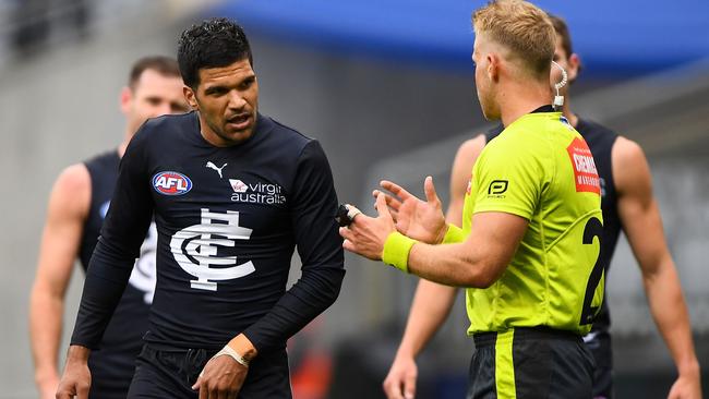 Sam Petrevski-Seton copped a shocking decision in the clash with the Eagles. Picture: AFL Photos/Getty Images