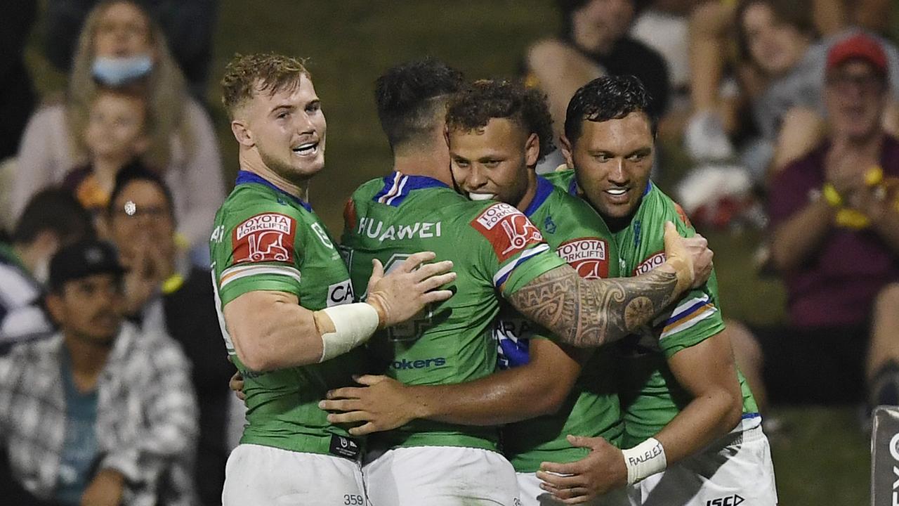 The Raiders have kept their finals hopes alive with a win over the Warriors. Picture: Getty Images.