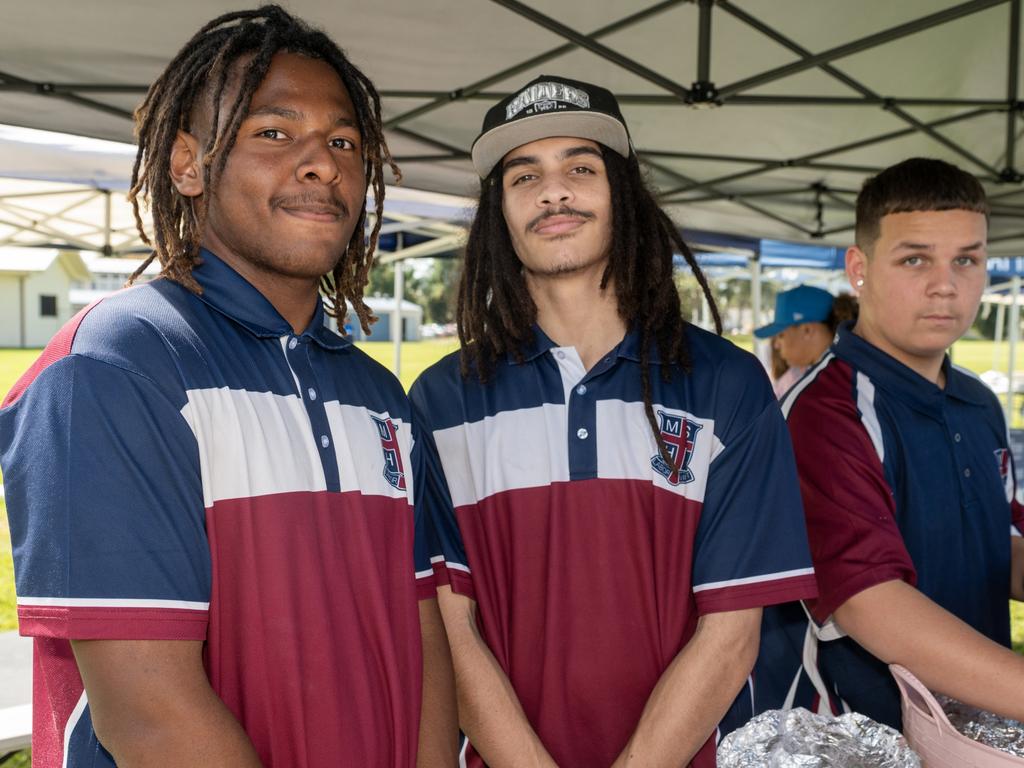 Kobe Pedro and Marley Quakawoot at Mackay State High School Friday 21 July 2023 Picture: Michaela Harlow