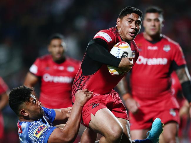 Jason Taumalolo of Tonga on the charge.