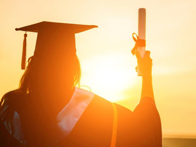 Graduates wear a black hat to stand for congratulations on graduation