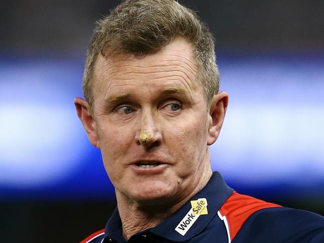 AFL Round 23 Western Bulldogs v GWS at Etihad Stadium. Bulldogs coach Brendan McCartney at qtr time . Pic: Michael Klein. Sunday August 31, 2014.