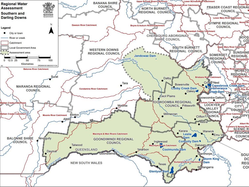 Area mapping of the newly founded state government Regional Water Assessment for the Southern and Darling Downs.