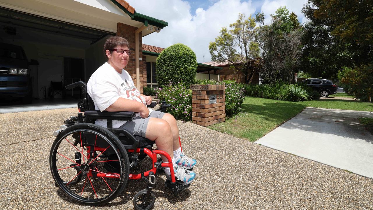 Greenwich Court resident Meegan Finn is worried her carers won’t be able to park in the driveway of her home. Picture: Glenn Hampson.