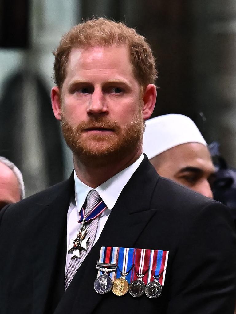 Harry made a solo – and brief – appearance at his father’s coronation last May. Picture: Ben Stansall/Pool/AFP