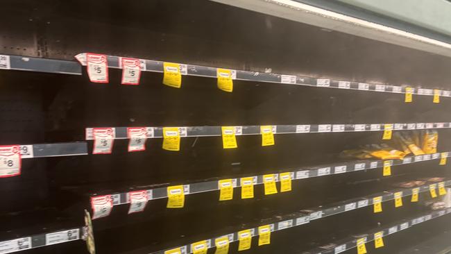 After more flooding again disrupted supply lines shelves in supermarkets across Cairns were again left empty. Photo: Dylan Nicholson