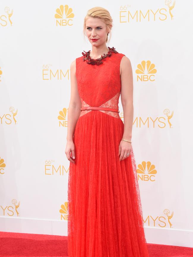 Claire Danes attends the 66th Annual Primetime Emmy Awards.