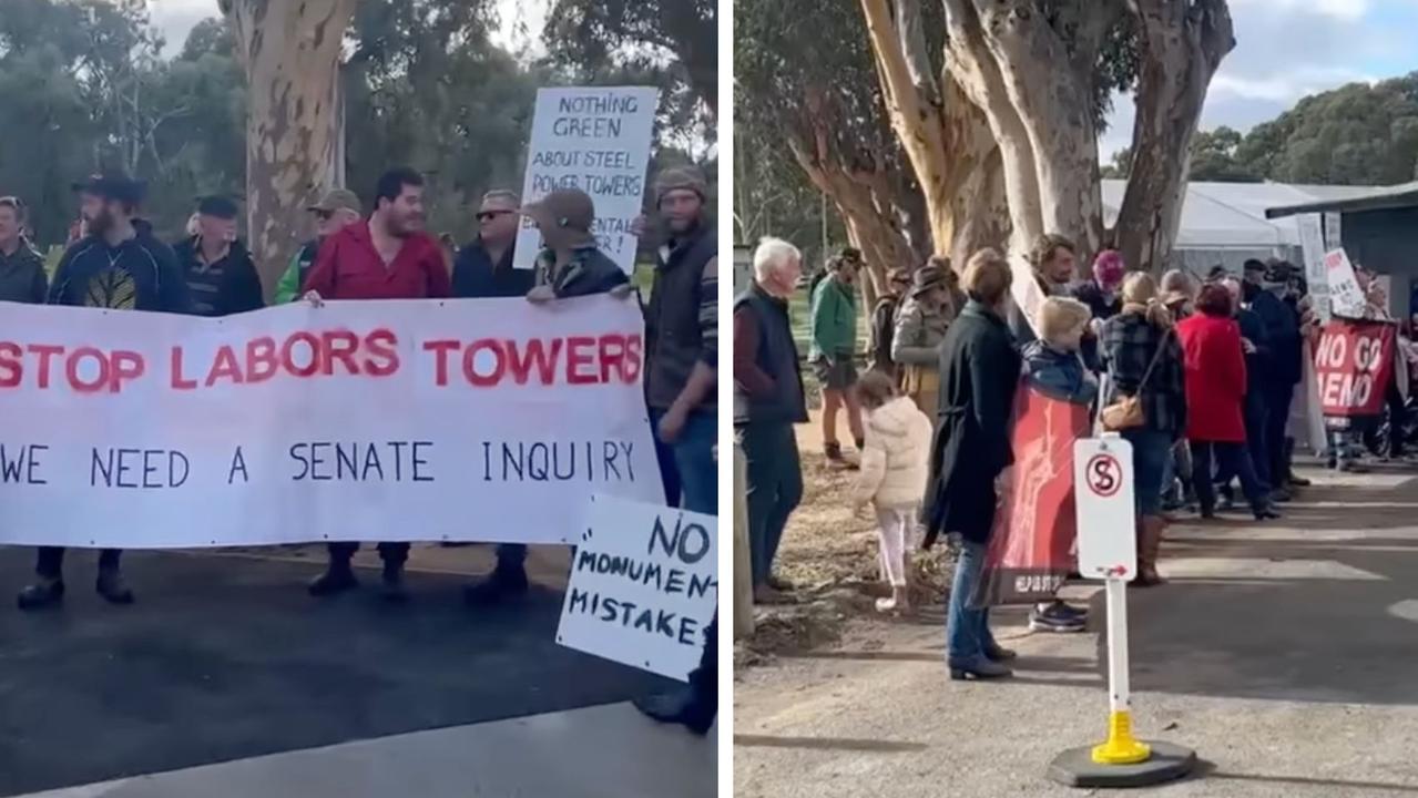 Locals rallied at the presentation of the new Horsham Nature and Water Play Park to protest. Picture: Facebook / Anne Webster MP