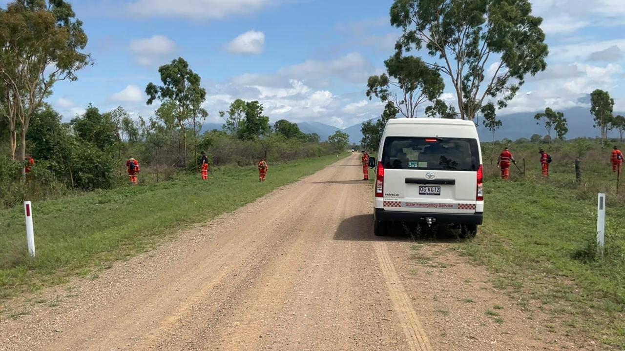 Queensland Police Service and Queensland State Emergency Service (SES) scour bushland in Woodstock, Townsville, in the search for a potential weapon allegedly used in the sudden death of a 21-year-old Vincent man Jordan Hay. Picture: Supplied