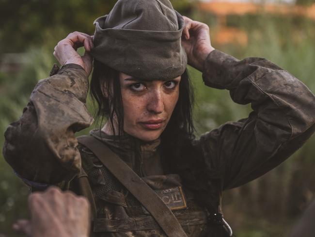 This is now the face of the war in Ukraine as one of a group of brave women trains for the frontline. Picture: Ercin Erturk/Anadolu Agency via Getty Images